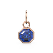 Load image into Gallery viewer, 7mm 14k Yellow Solid Gold Blue Sapphire Charm Pendant Bezel Jewelry Finding - Jalvi &amp; Co.