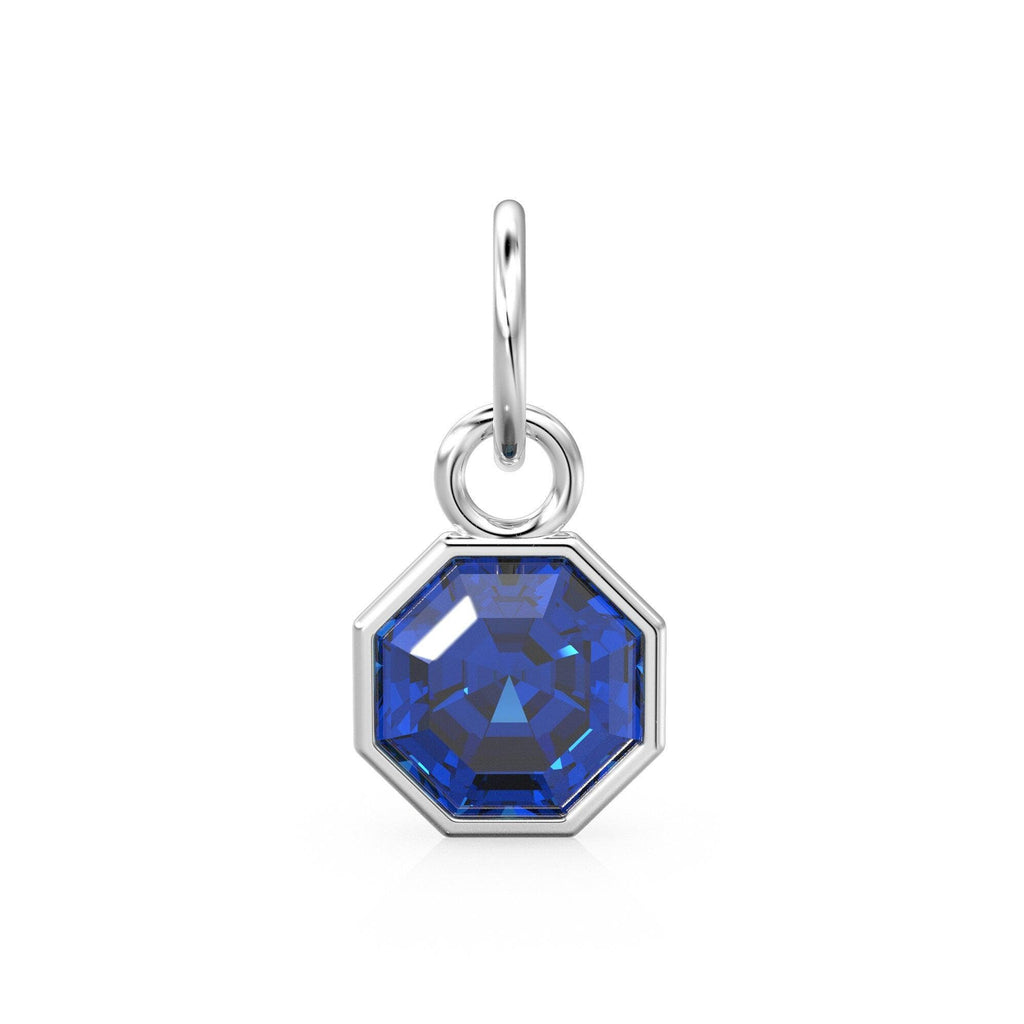 7mm 14k Yellow Solid Gold Blue Sapphire Charm Pendant Bezel Jewelry Finding - Jalvi & Co.