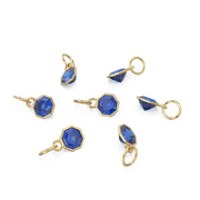 Load image into Gallery viewer, 7mm 14k Yellow Solid Gold Blue Sapphire Charm Pendant Bezel Jewelry Finding - Jalvi &amp; Co.