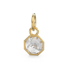 Load image into Gallery viewer, 7mm 14k Yellow Solid Gold Rock Crystal Quartz Charm Pendant Bezel Jewelry Finding - Jalvi &amp; Co.