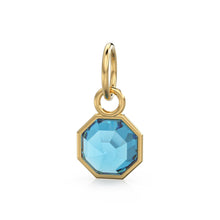 Load image into Gallery viewer, 7mm 14k Yellow Solid Gold Swiss Blue Topaz Charm Pendant Bezel Jewelry Finding - Jalvi &amp; Co.