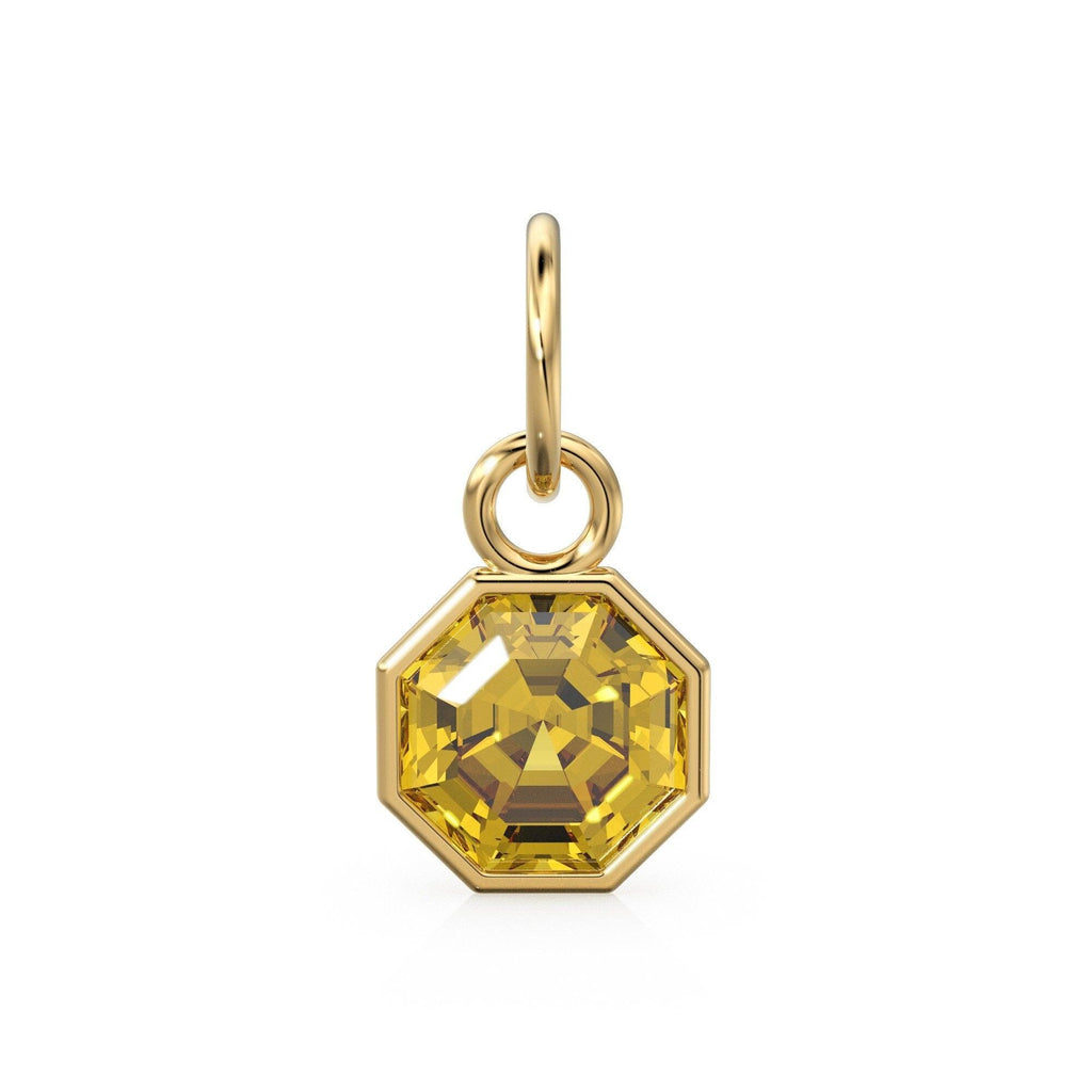 7mm 14k Yellow Solid Gold Yellow Gold Citrine Charm Pendant Bezel Jewelry Finding - Jalvi & Co.