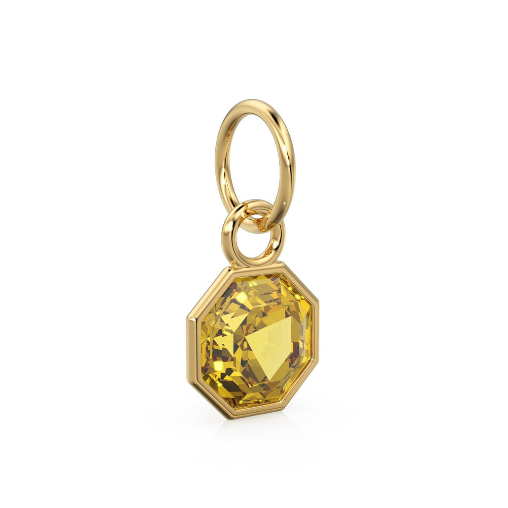 7mm 14k Yellow Solid Gold Yellow Gold Citrine Charm Pendant Bezel Jewelry Finding - Jalvi & Co.