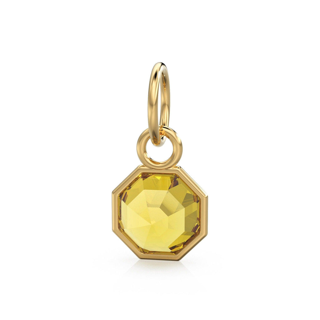 7mm 14k Yellow Solid Gold Yellow Gold Citrine Charm Pendant Bezel Jewelry Finding - Jalvi & Co.