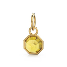 Load image into Gallery viewer, 7mm 14k Yellow Solid Gold Yellow Gold Citrine Charm Pendant Bezel Jewelry Finding - Jalvi &amp; Co.