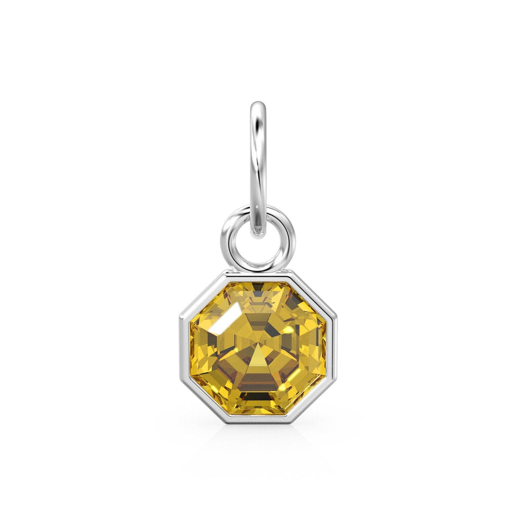 7mm 14k Yellow Solid Gold Yellow Gold Citrine Charm Pendant Bezel Jewelry Finding - Jalvi & Co.