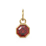 7mm 14k Yellow Solid Gold Yellow Red Garnet Charm Pendant Bezel Jewelry Finding