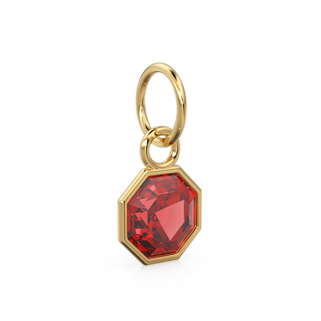 7mm 14k Yellow Solid Gold Yellow Red Garnet Charm Pendant Bezel Jewelry Finding - Jalvi & Co.