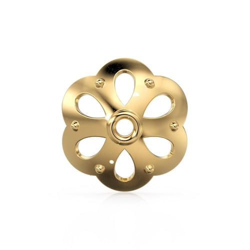 7mm 18k Solid Yellow Gold Simple Flower Cup Bead Cap Finding PAIR (2) - Jalvi & Co.