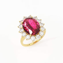 Load image into Gallery viewer, 8.1 CTW Genuine Pink Tourmaline Engagement Ring in 14k Gold / Tourmaline Diamond Ring Available in Gold Rose Gold White Gold / Gemstone Ring - Jalvi &amp; Co.