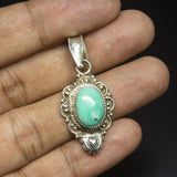 8.1gm Natural Turquoise Oval Shape 925 Sterling Silver Bezel Pendant, Turquoise Pendant