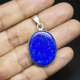 8.2gm Natural Lapis Lazuli Oval Shape 925 Sterling Silver Bezel Pendant, Lapis Lazuli Pendant