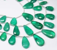 Load image into Gallery viewer, 8.5inch, Natural Green Fluorite Faceted Pear Drop Beads, 15-28mm - Jalvi &amp; Co.