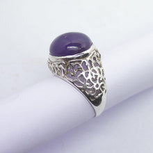 Load image into Gallery viewer, 8.66g, Handmade Natural Purple Amethyst Round Cabochon 925 Sterling Silver Ring - Jalvi &amp; Co.