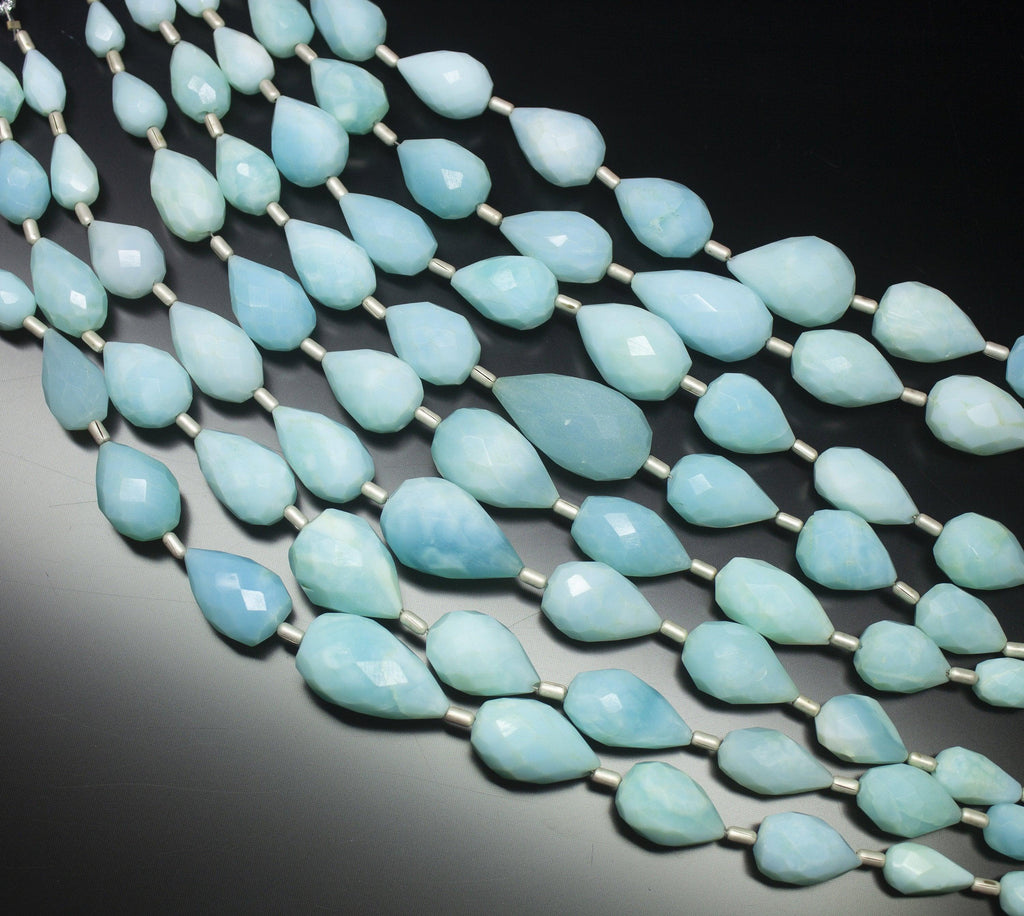 8 inch, 10-20mm, Natural Peruvian Opal Faceted Straight Drill Tear Drop Briolette Shape Gemstone Beads - Jalvi & Co.