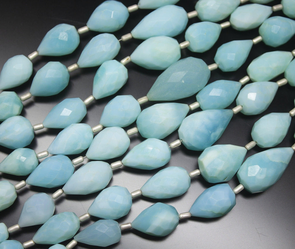 8 inch, 10-20mm, Natural Peruvian Opal Faceted Straight Drill Tear Drop Briolette Shape Gemstone Beads - Jalvi & Co.