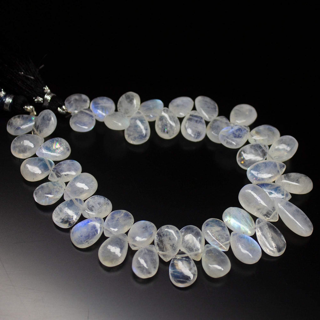 8 inch, 10mm 15mm, Blue Rainbow Moonstone Smooth Pear Drop Beads, Rainbow Moonstone Beads - Jalvi & Co.