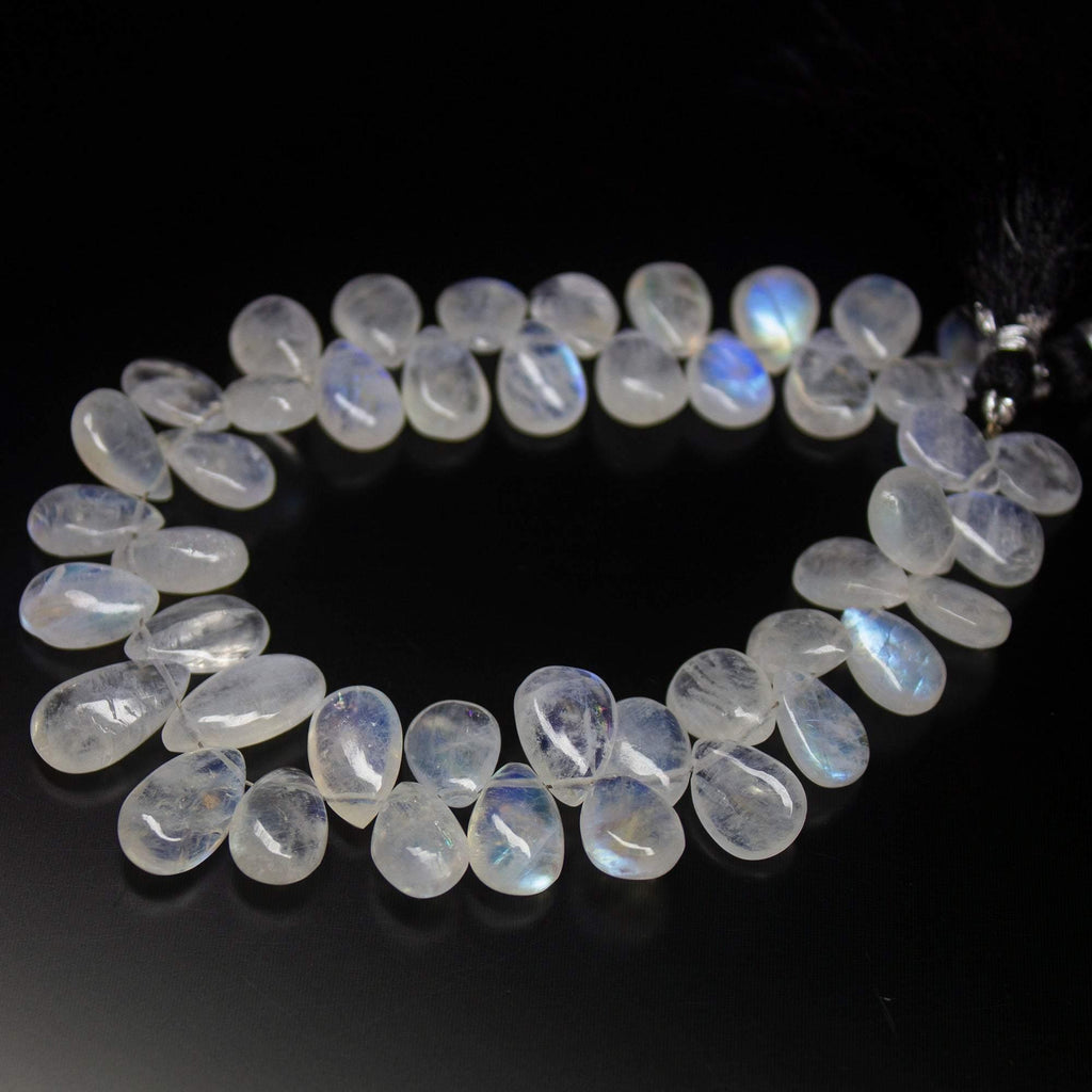 8 inch, 10mm 15mm, Blue Rainbow Moonstone Smooth Pear Drop Beads, Rainbow Moonstone Beads - Jalvi & Co.