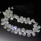 8 inch, 10mm, Blue Rainbow Moonstone Smooth Pear Drop Briolette Beads, Rainbow Moonstone Beads