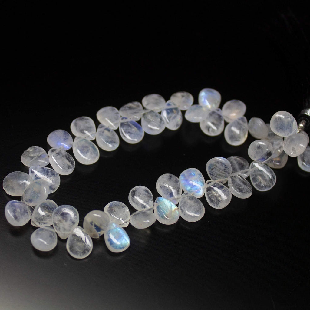 8 inch, 10mm, Blue Rainbow Moonstone Smooth Pear Drop Briolette Beads, Rainbow Moonstone Beads - Jalvi & Co.