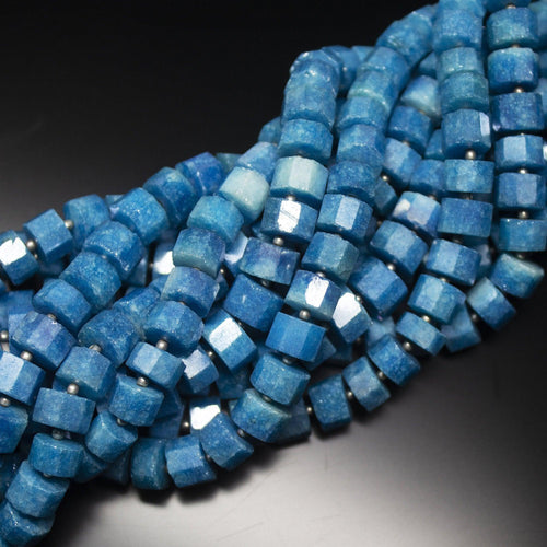 8 inch, 10mm, Coated Blue Moonstone Step Cut Round Wheel Shape Gemstone Beads Strand, Moonstone Beads - Jalvi & Co.