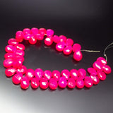 8 inch, 11mm 12mm, Natural Hot Pink Chalcedony Pear Drop Briolette Shape Beads, Chalcedony Bead