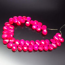 Load image into Gallery viewer, 8 inch, 11mm 12mm, Natural Hot Pink Chalcedony Pear Drop Briolette Shape Beads, Chalcedony Bead - Jalvi &amp; Co.