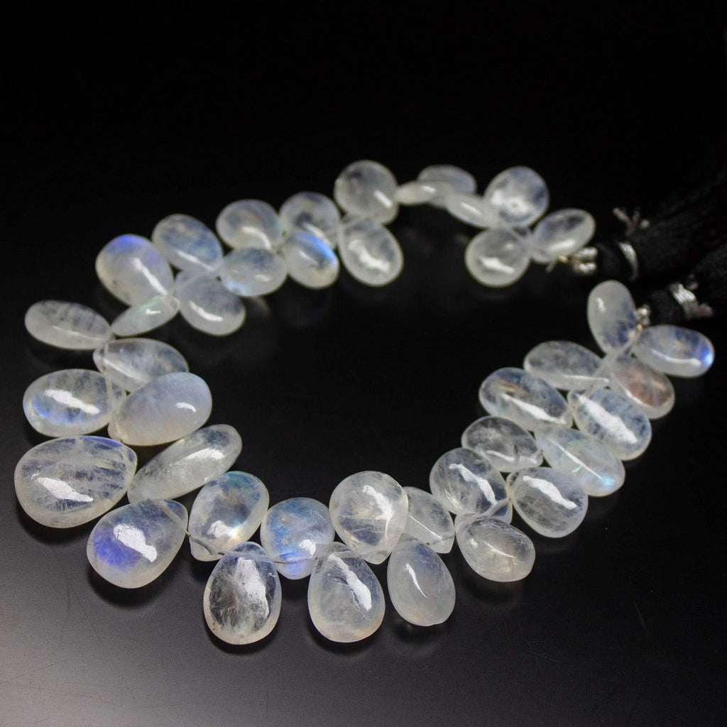 8 inch, 11mm 17mm, Blue Rainbow Moonstone Smooth Pear Drop Beads, Rainbow Moonstone Beads - Jalvi & Co.