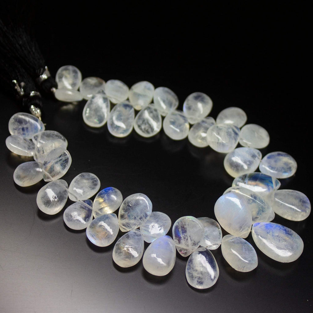 8 inch, 11mm 17mm, Blue Rainbow Moonstone Smooth Pear Drop Beads, Rainbow Moonstone Beads - Jalvi & Co.