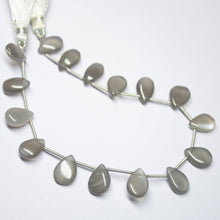 Load image into Gallery viewer, 8 inch, 12mm, Natural Grey Moonstone Smooth Pear Drop Briolette Shape Gemstone Beads - Jalvi &amp; Co.