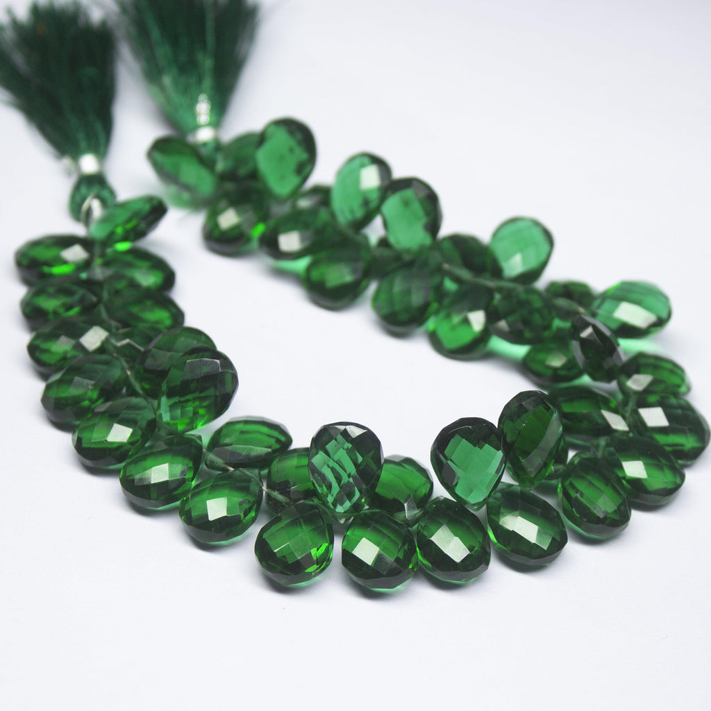 8 inch, 14mm, Green Quartz Faceted Pear Drop Briolette Shape Beads, Quartz Beads - Jalvi & Co.