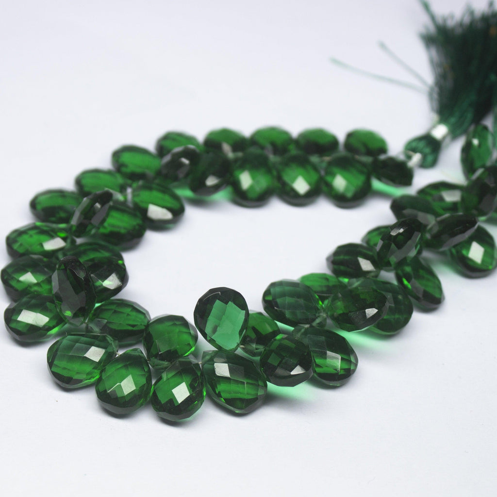 8 inch, 14mm, Green Quartz Faceted Pear Drop Briolette Shape Beads, Quartz Beads - Jalvi & Co.