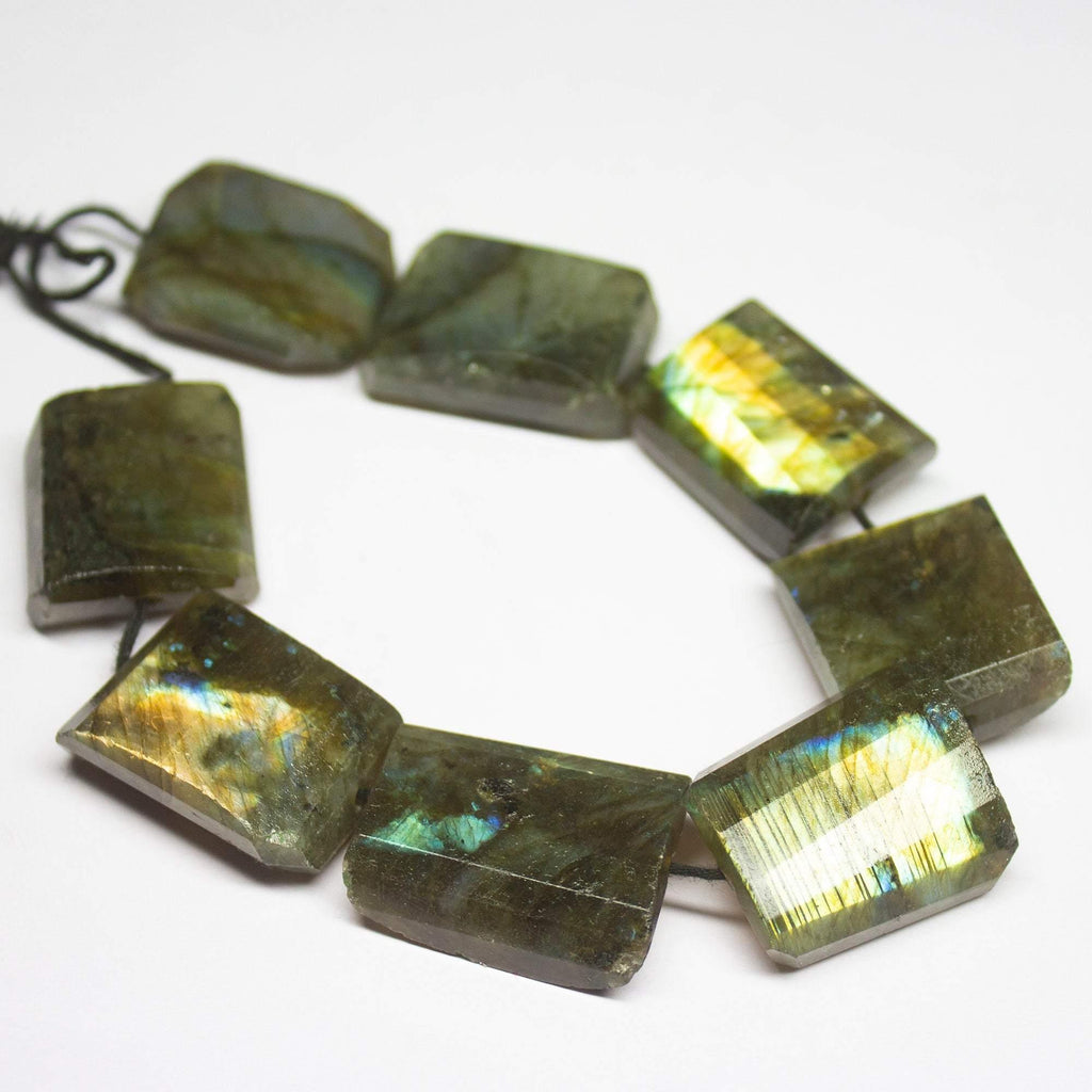 8 inch, 26-27mm, Natural Labradorite Step Cut Tumble Shape Beads, Labradorite Beads - Jalvi & Co.