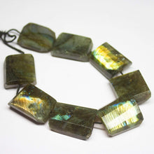 Load image into Gallery viewer, 8 inch, 26-27mm, Natural Labradorite Step Cut Tumble Shape Beads, Labradorite Beads - Jalvi &amp; Co.