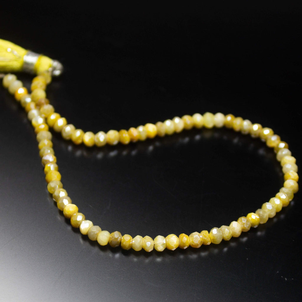 8 inch, 3-3.5mm, Mystic Yellow Moonstone Faceted Rondelle Beads, Moonstone Beads - Jalvi & Co.
