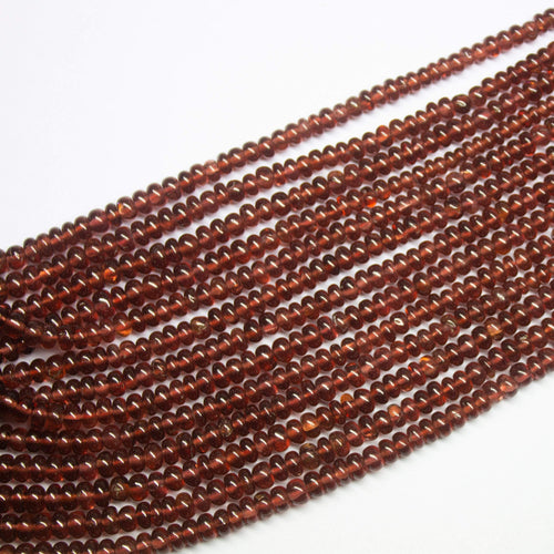 8 inch, 3-4mm, Natural Mozambique Garnet Smooth Rondelle Shape Gemstone Beads - Jalvi & Co.