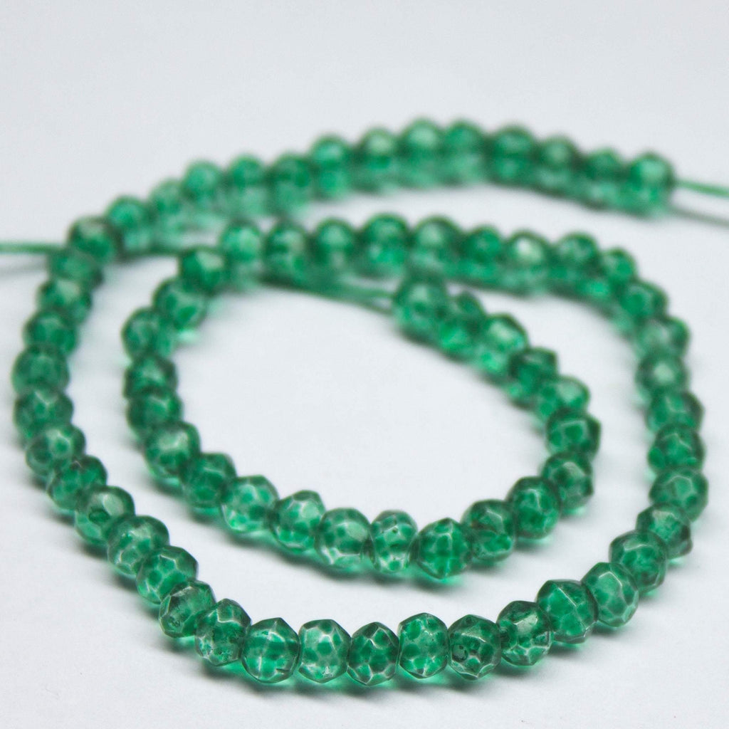 8 inch, 3.5mm, Mystic Coated Green Quartz Faceted Rondelle Beads, Quartz Beads - Jalvi & Co.