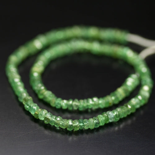 8 inch, 3mm, Natural Green Emerald Faceted Rondelle Beads, Emerald Beads - Jalvi & Co.