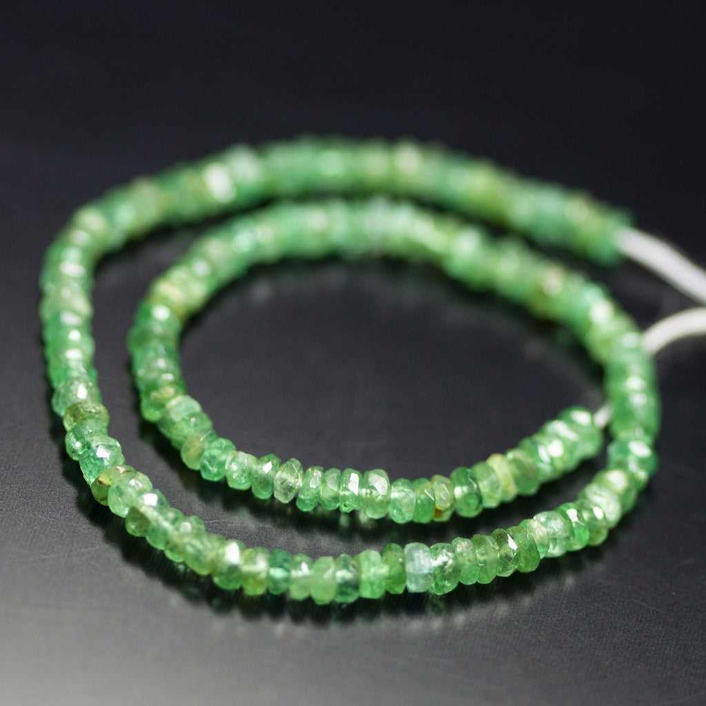 8 inch, 3mm, Natural Green Emerald Faceted Rondelle Beads, Emerald Beads - Jalvi & Co.