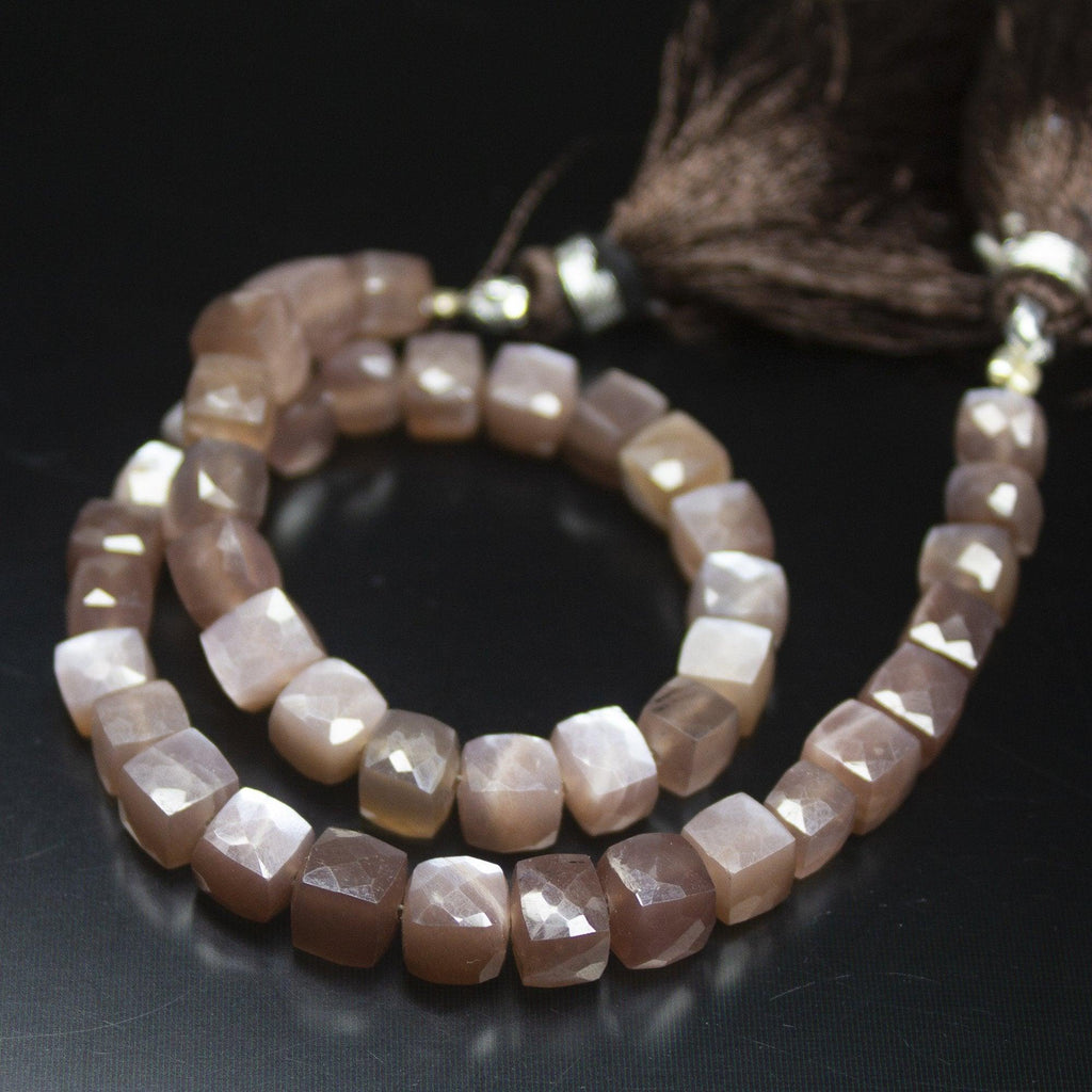 8 inch, 4mm 5mm, Chocolate Moonstone Faceted Box Square Shape Beads, Moonstone Beads - Jalvi & Co.