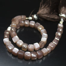 Load image into Gallery viewer, 8 inch, 4mm 5mm, Chocolate Moonstone Faceted Box Square Shape Beads, Moonstone Beads - Jalvi &amp; Co.