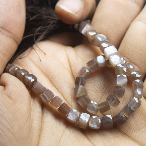 8 inch, 4mm 5mm, Chocolate Moonstone Faceted Box Square Shape Beads, Moonstone Beads - Jalvi & Co.