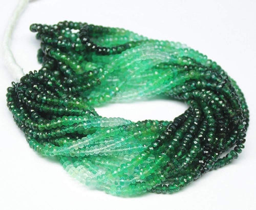 8 inch, 4mm 5mm, Natural Shaded Green Emerald Faceted Rondelle Shape Beads, Emerald Bead - Jalvi & Co.