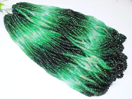 8 inch, 4mm 5mm, Natural Shaded Green Emerald Faceted Rondelle Shape Beads, Emerald Bead - Jalvi & Co.