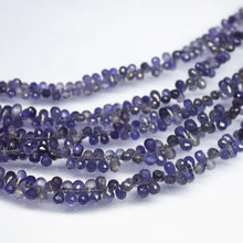 Load image into Gallery viewer, 8 inch, 6-7mm, Natural Blue Iolite Faceted Teardrop Briolette Beads, Iolite Beads - Jalvi &amp; Co.