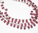 8 inch, 6-8mm, Untreated Longido Ruby Smooth Teardrop Briolette Shape Gemstone Beads