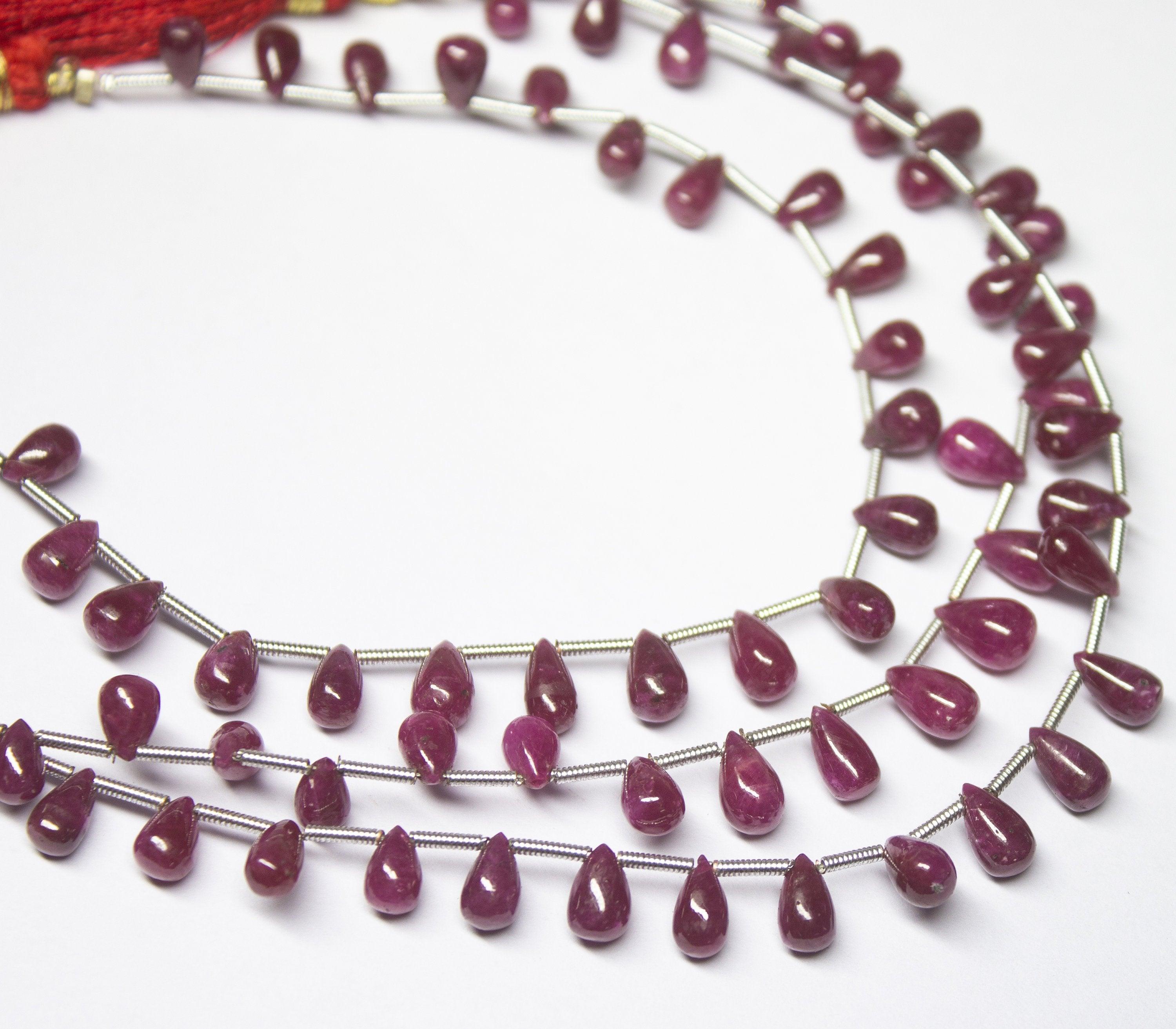 8-9MM Natural Real Ruby Sapphire Smooth Loose Round Beads For