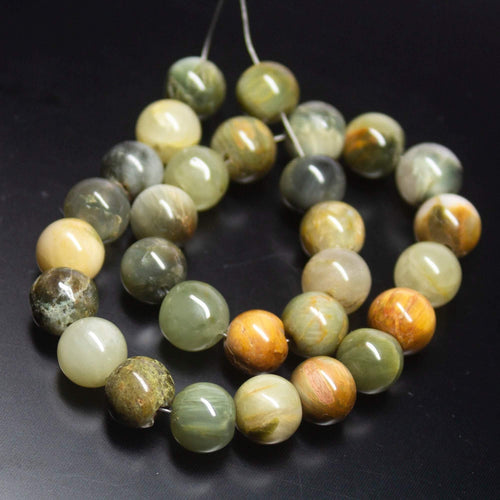 8 inch, 8mm, Green Cat's Eye Smooth Round Beads, Cat's Eye Beads - Jalvi & Co.