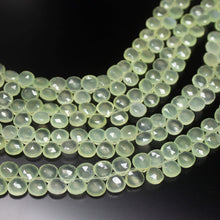 Load image into Gallery viewer, 8 inch, 8mm, Prehnite Chalcedony Faceted Heart Drop Briolette Beads, Chalcedony Beads - Jalvi &amp; Co.
