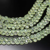 8 inch, 8mm, Prehnite Chalcedony Faceted Heart Drop Briolette Beads, Chalcedony Beads